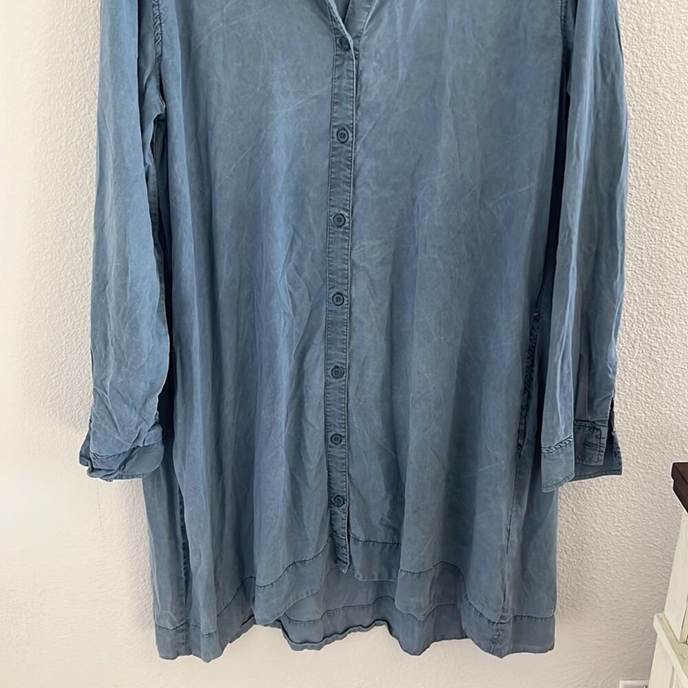 Cloth & Stone Chambray Pleaded Back Tie Long Sleeve Dress Large - Picture 5 of 8